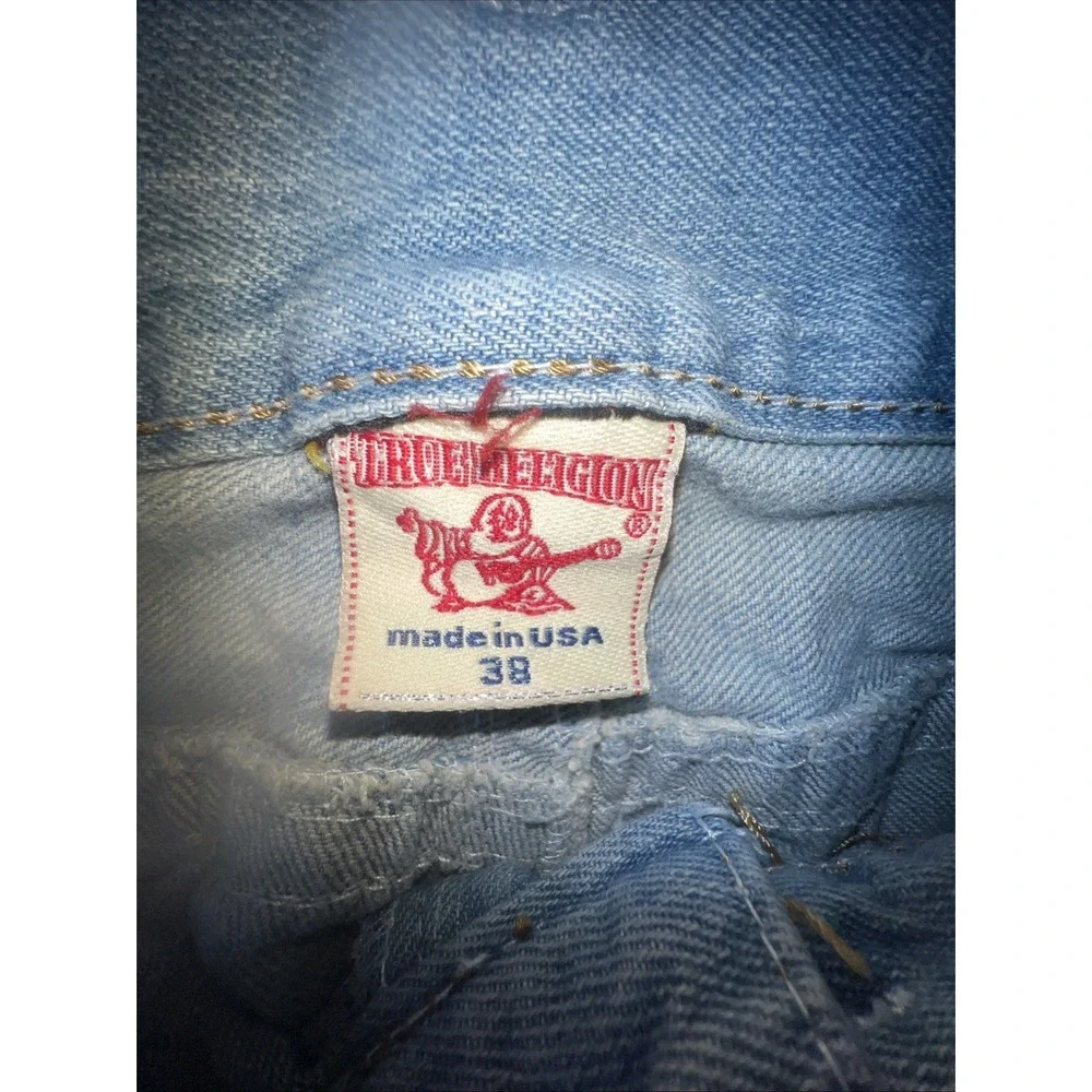True Religion Billy Super T Baggy Grunge Y2k Denim Blue‎ Jeans 38x33 Made In USA